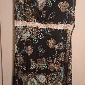 Floral Paisley Dress with Lace Detail